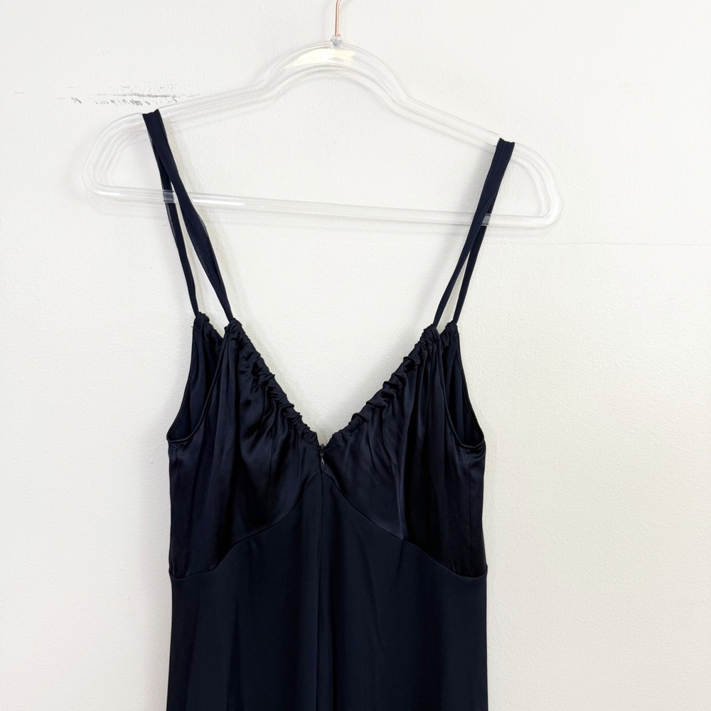 Vintage Vera Wang Navy Silk‎ Blend Tie Front Slip Dress S - Picture 3 of 7